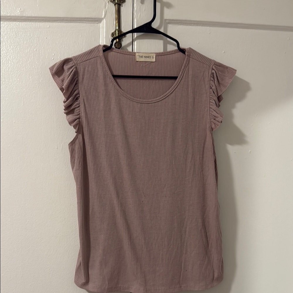 The Nines Pale Violet Ruffle Sleeve Blouse
